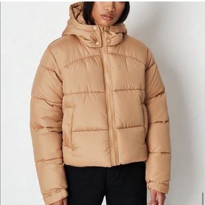 Missguided - Padded Hooded Puffer Coat Jacket in Gold Size US 2 / Small